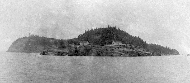 1891 photograph showing lighthouse and twin steam whistles